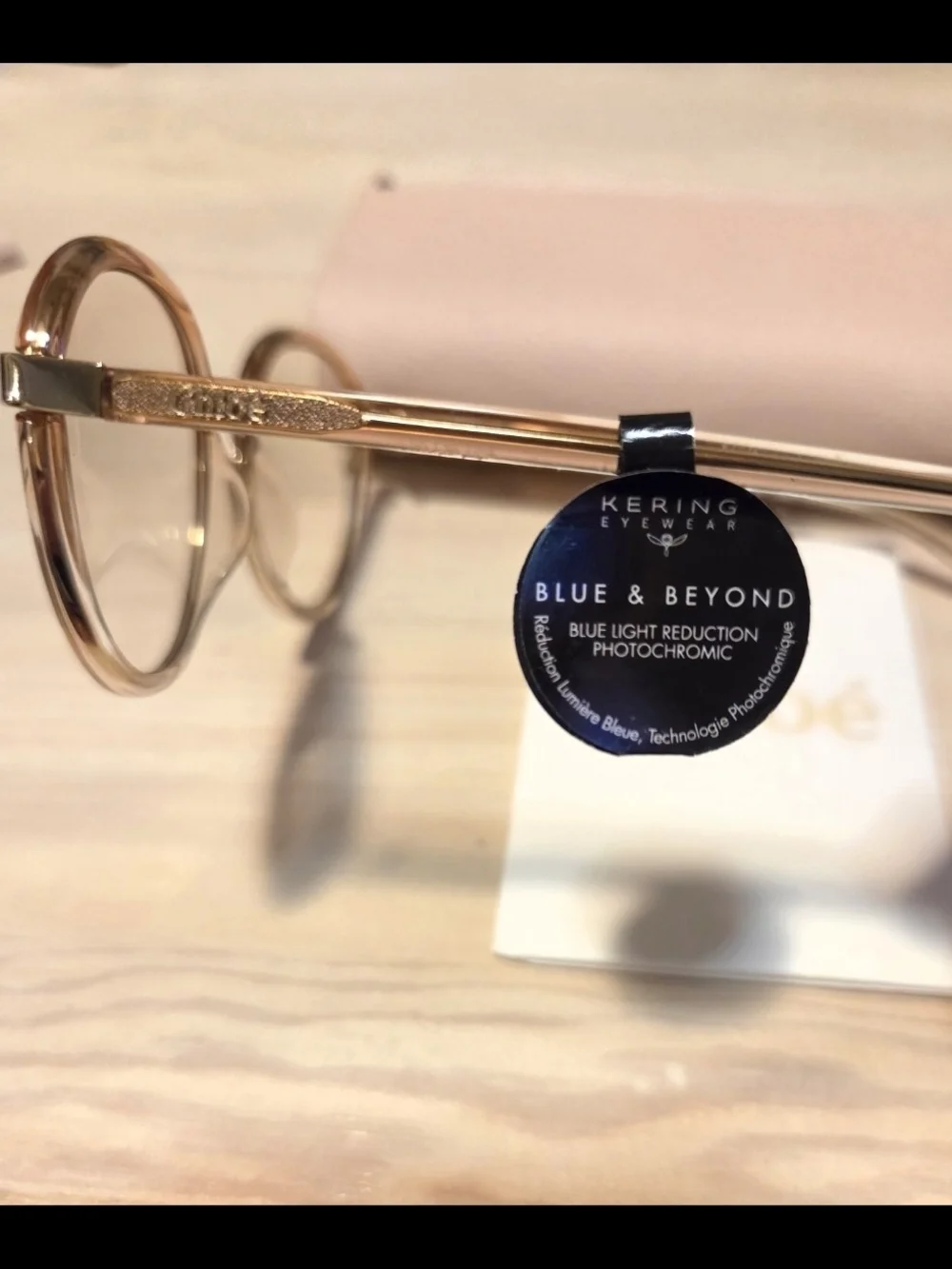 Authentic Chloe Women's Pink/Gold Round Frame BlueRay Blocking Glasses